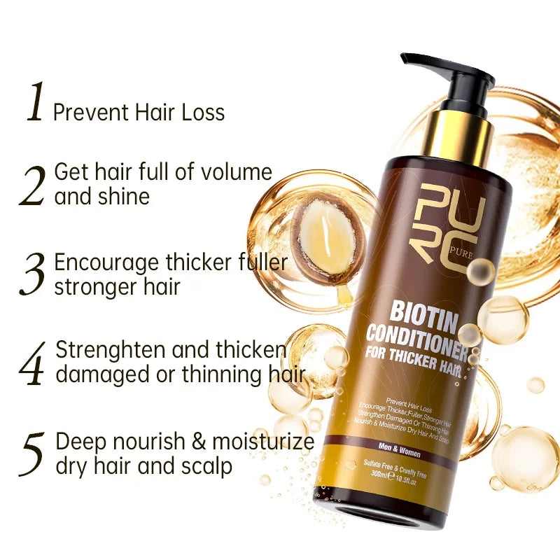 PURC ,biotin fast hair growth oil shampoo conditioner set anti hair loss treatment for Unisex beauty health gift,