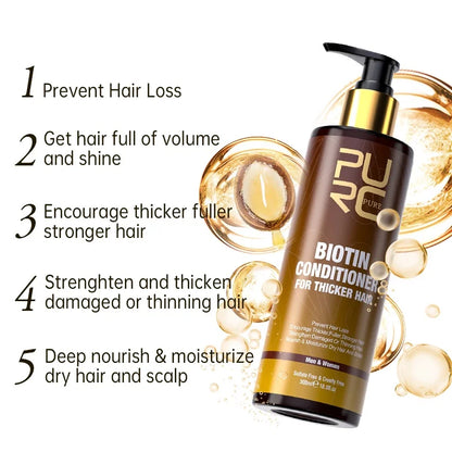 PURC ,biotin fast hair growth oil shampoo conditioner set anti hair loss treatment for Unisex beauty health gift,