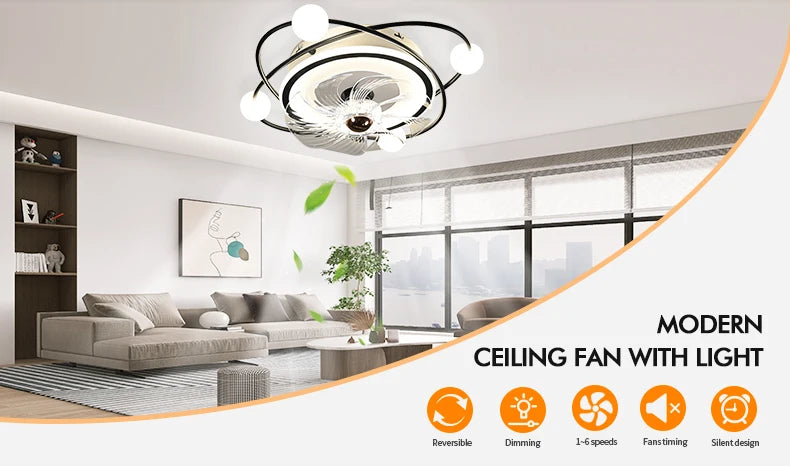 smart ceiling fan - modern adjustable 56cm ceiling fan with light and control