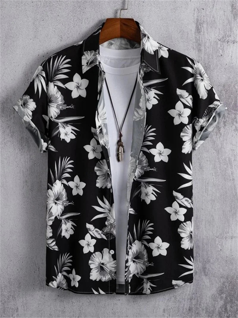 Hawaiian top men's clothing street party men's shirt breathable