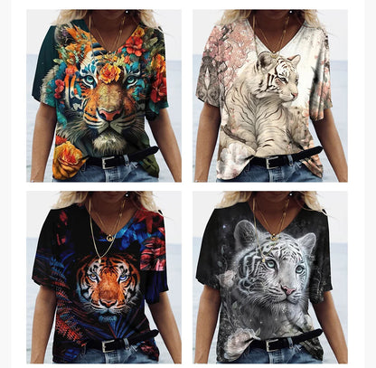 Women  t-shirt with animal print streetwear