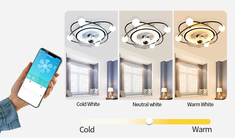 smart ceiling fan - modern adjustable 56cm ceiling fan with light and control