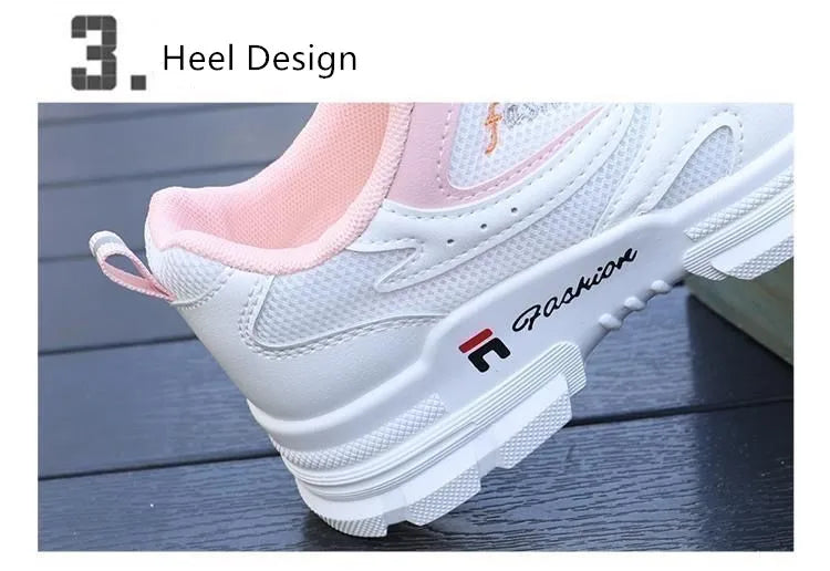 Women Running Shoes Fashion Breathable Walking Mesh Lace Up Platform Shoes Sneakers Women Tenis Feminino White Vulcanized Shoes