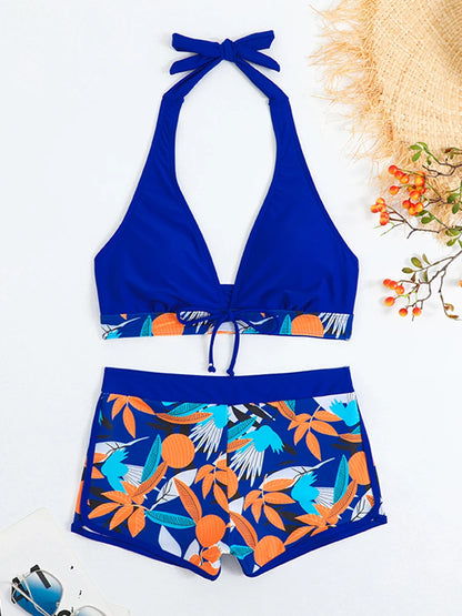 Bikini set short swimsuit women high waist swimwear printed beachwear