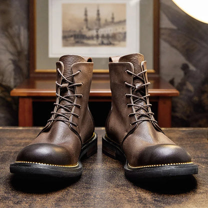 Handmade, high-quality, soft cow leather boots in British style.