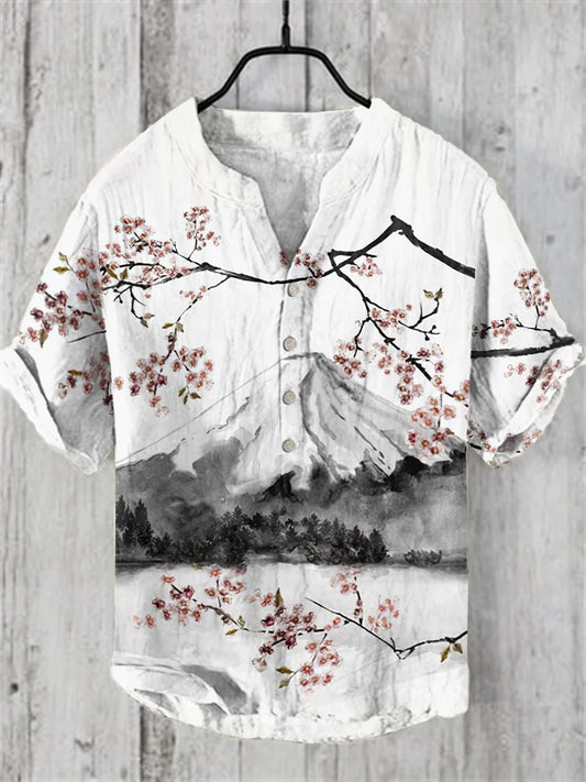 High Quality ,  Japanese Art Shirt  Japanese volcano   , Ari brand