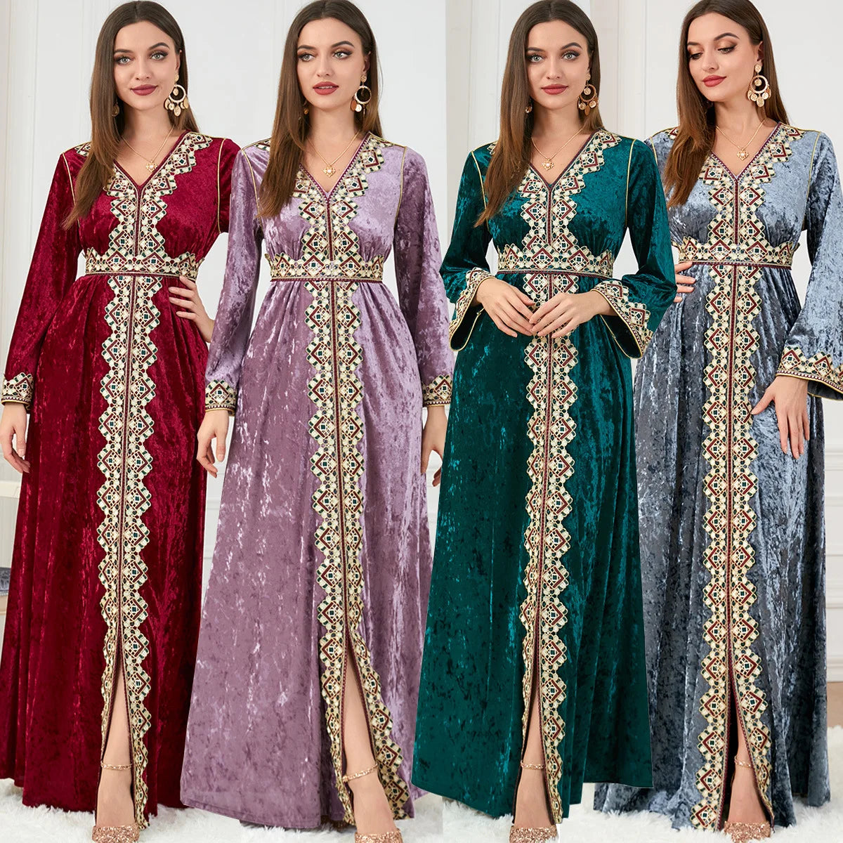 Dubai velvet dress women long dresses clothing turkey arabic dress