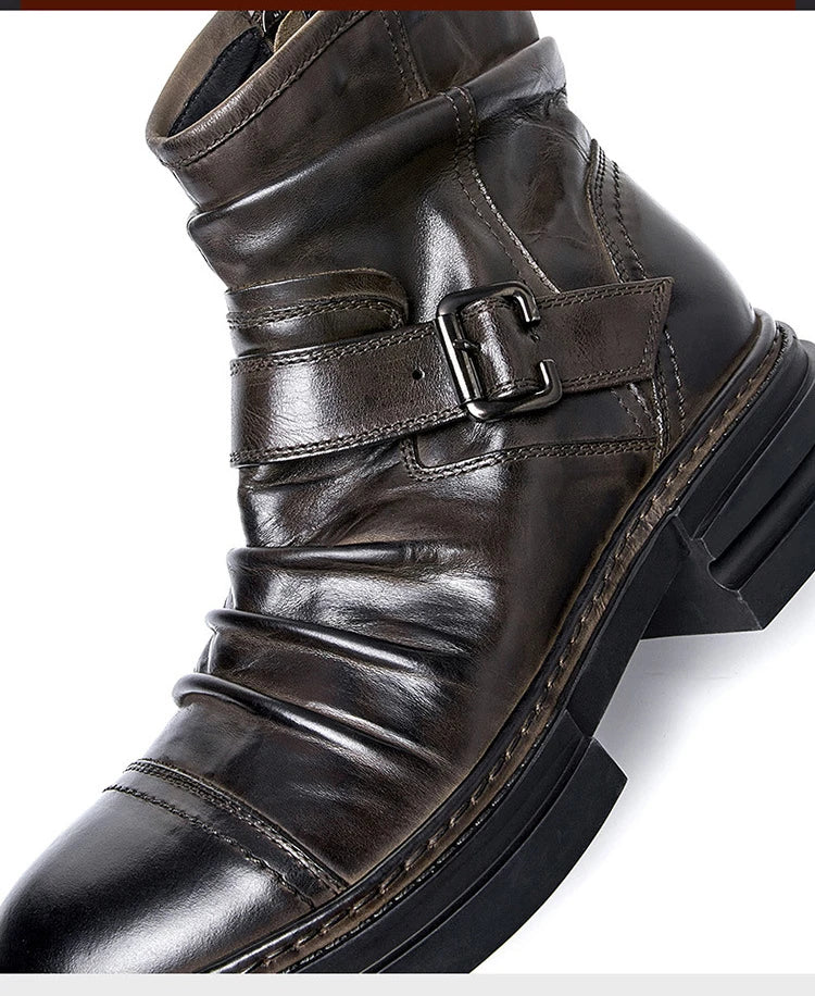 Mens British Style Boots Luxury Genuine Leather Designer Fashion classic Handmade