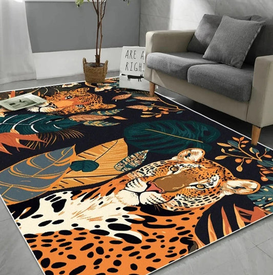 forest tiger pattern carpet living room decor green vintage rug bedroom bedside floor mat