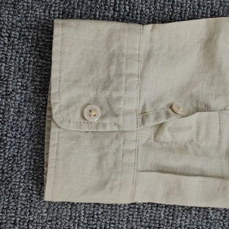 classic men long sleeve shirt in linen and cotton