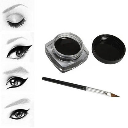 Black eyeliner cream waterproof beauty cosmetics 
long-lasting eyeliner gel eyeshadow makeup tools with brush set.