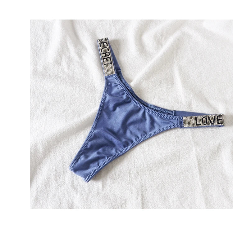 low waist women thongs with letter diamonds