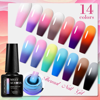 thermal gel nail polish 3 layers temperature color changing semi permanent uv gel varnish nails