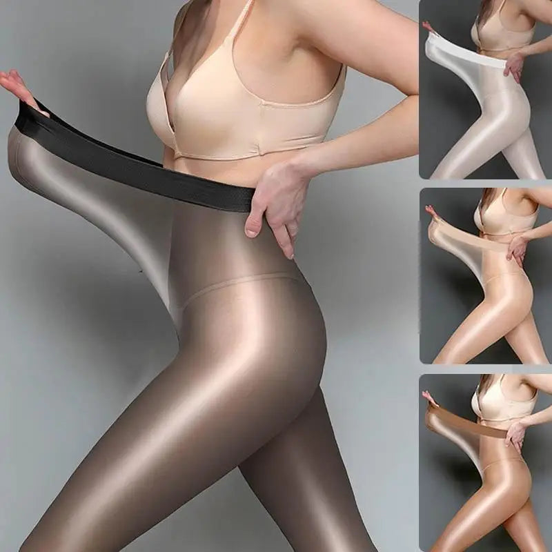 shiny Ultra-Thin Glossy Women Pantyhose with Open Crotch