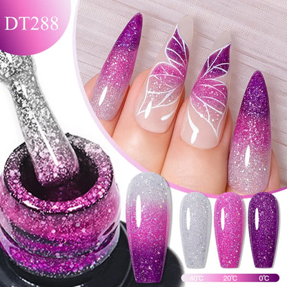 thermal gel nail polish 3 layers temperature color changing semi permanent uv gel varnish nails