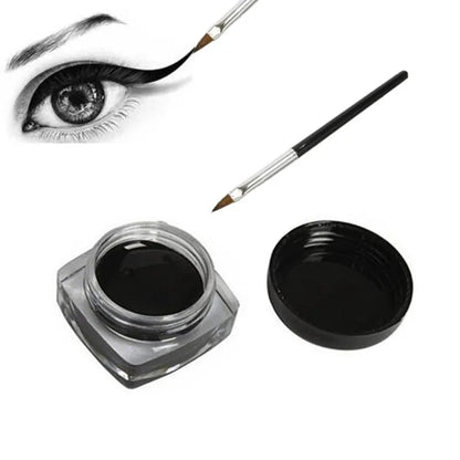 Black eyeliner cream waterproof beauty cosmetics 
long-lasting eyeliner gel eyeshadow makeup tools with brush set.