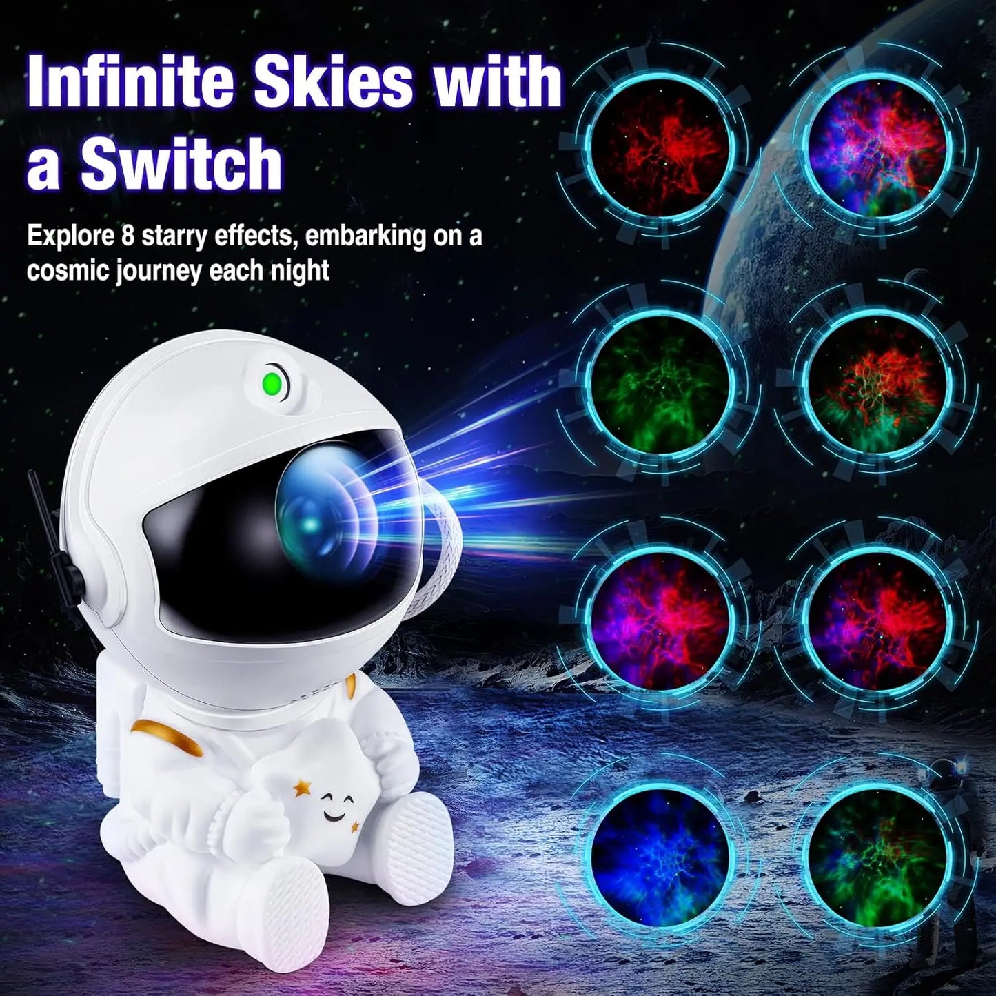 astronaut galaxy star projector led night light-starry ceiling lamp for kids rooms & home décor, perfect unique gift.