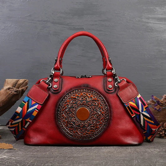 women genuine leather tote bag classic cowhide shoulder handbag with zipper