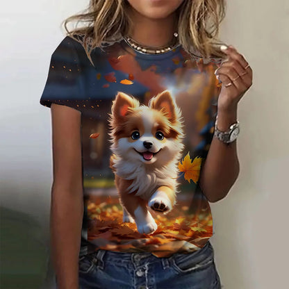 Hot selling women's T-shirts 3D printed pet dog fashion