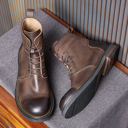 Handmade, high-quality, soft cow leather boots in British style.