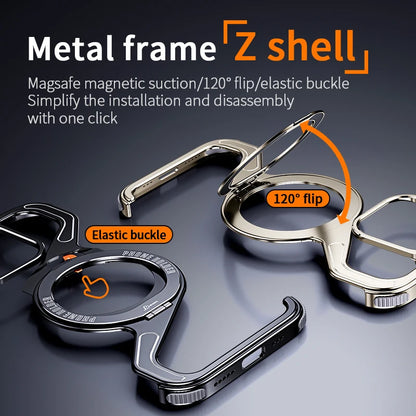 metal z shape magnetic magsafe stand - aluminum rimless phone cover