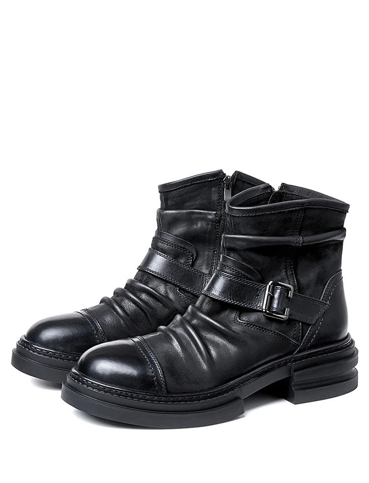 Mens British Style Boots Luxury Genuine Leather Designer Fashion classic Handmade