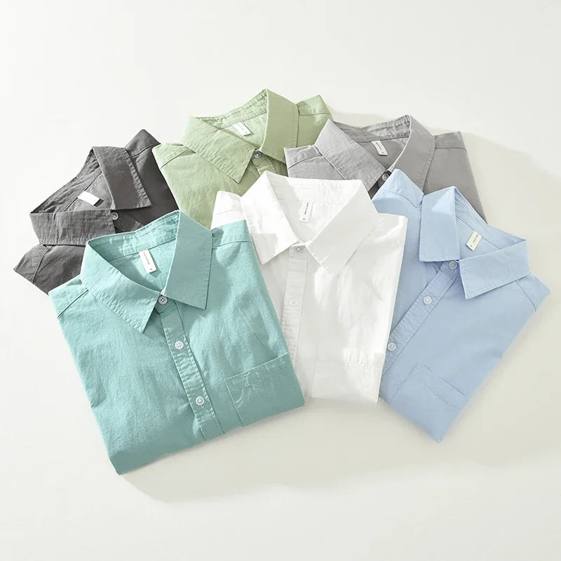 Japanes Pure Cotton Long Sleeve Turn-down Collar Shirts