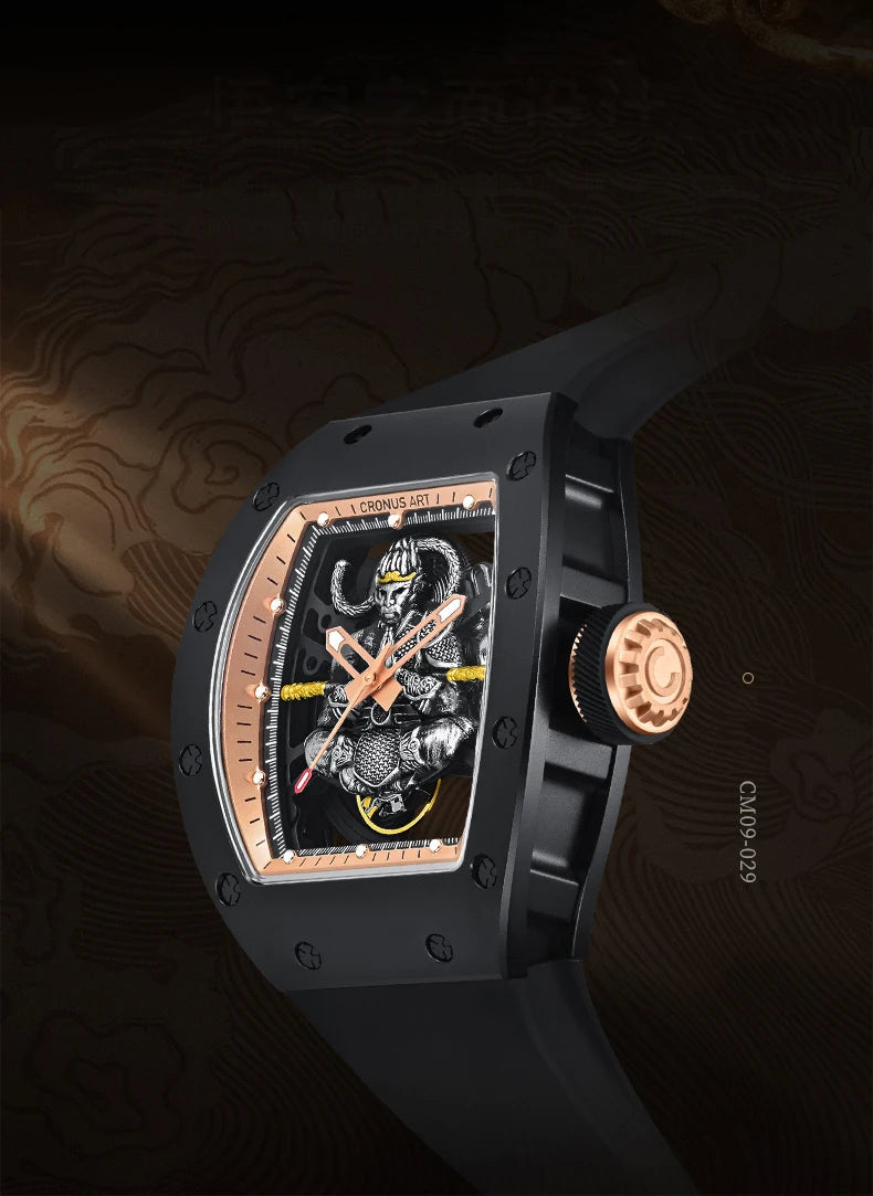 Luxury watch with intricate design on a dark background