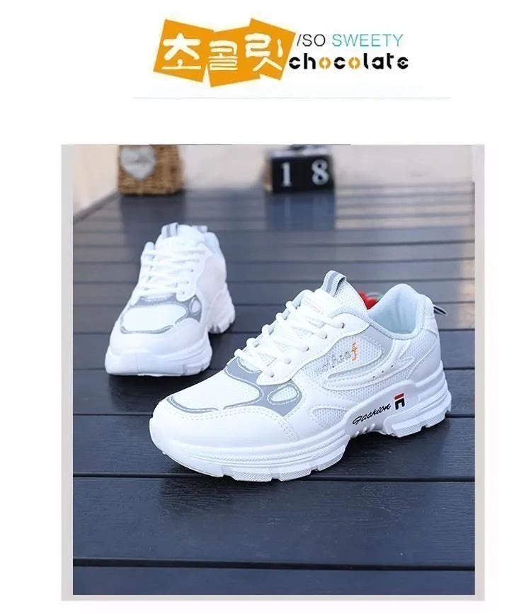 Women Running Shoes Fashion Breathable Walking Mesh Lace Up Platform Shoes Sneakers Women Tenis Feminino White Vulcanized Shoes