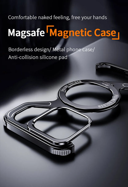 metal z shape magnetic magsafe stand - aluminum rimless phone cover