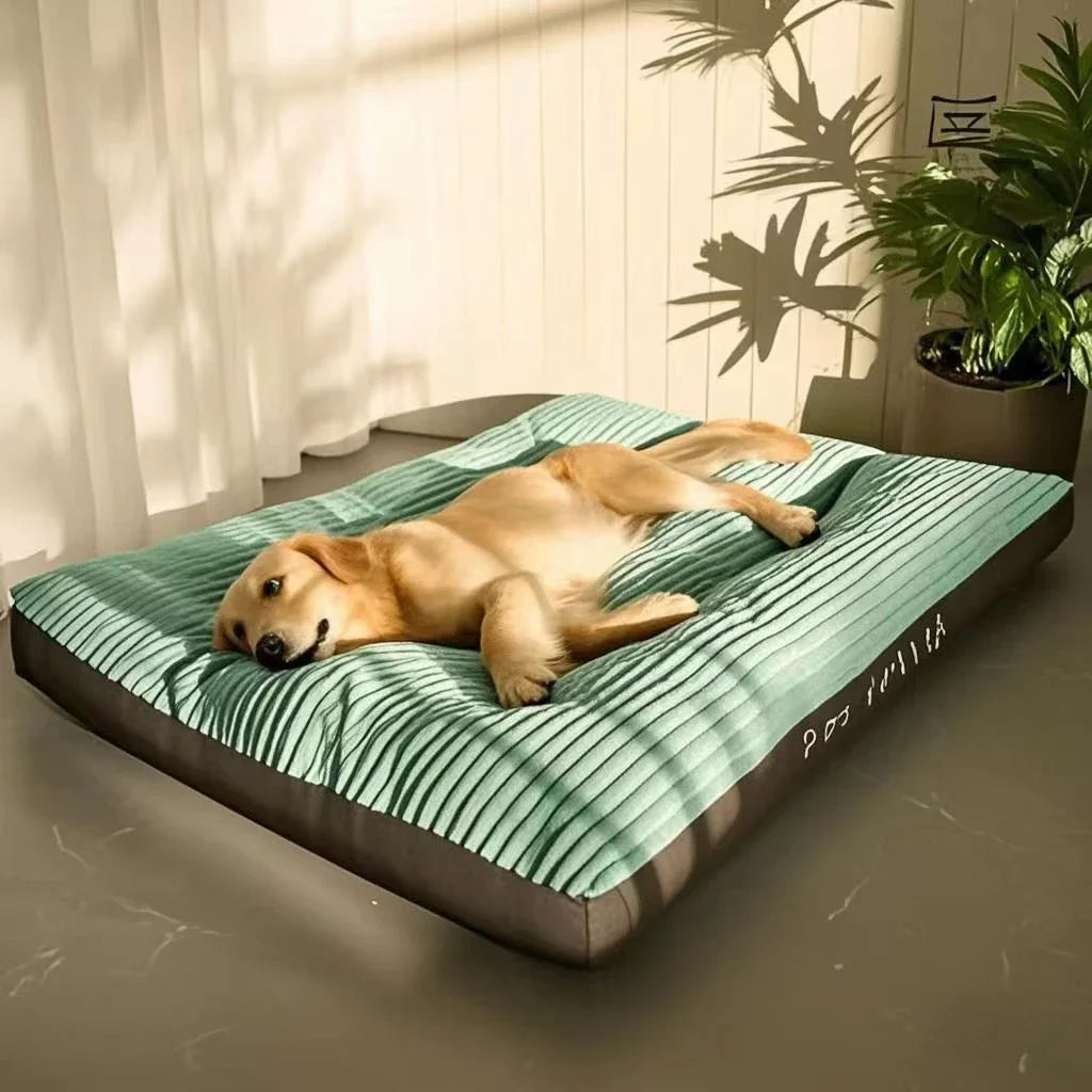 Large corduroy dog bed for medium & big dogs,Washable, soft, removable mat