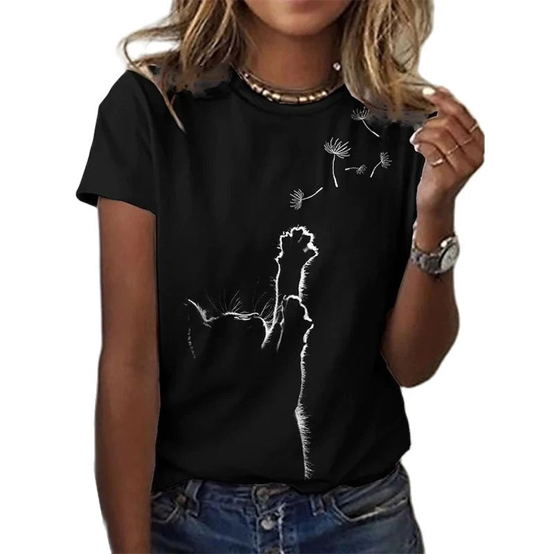 cats lover new fashion t-shirt women 3d cats print t-shirts