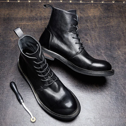 Handmade, high-quality, soft cow leather boots in British style.