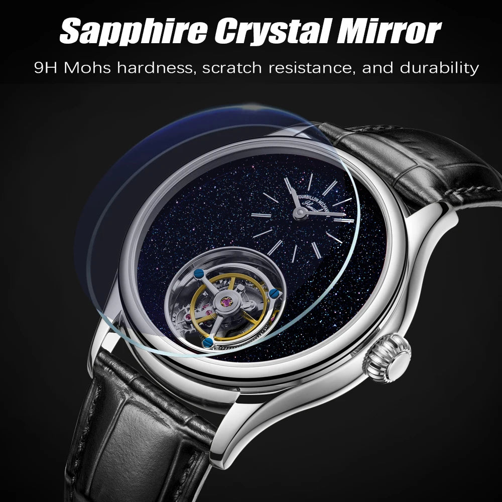 ARI ORBIS Tourbillon Movement Watch Mechanical Business Watches Starry Sky Sapphire Mirror Skeleton