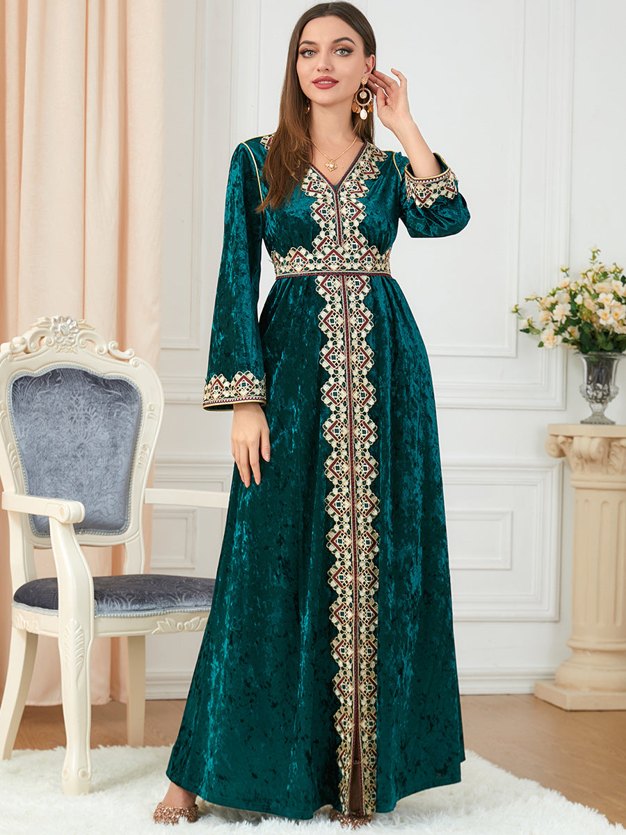 Dubai velvet dress women long dresses clothing turkey arabic dress