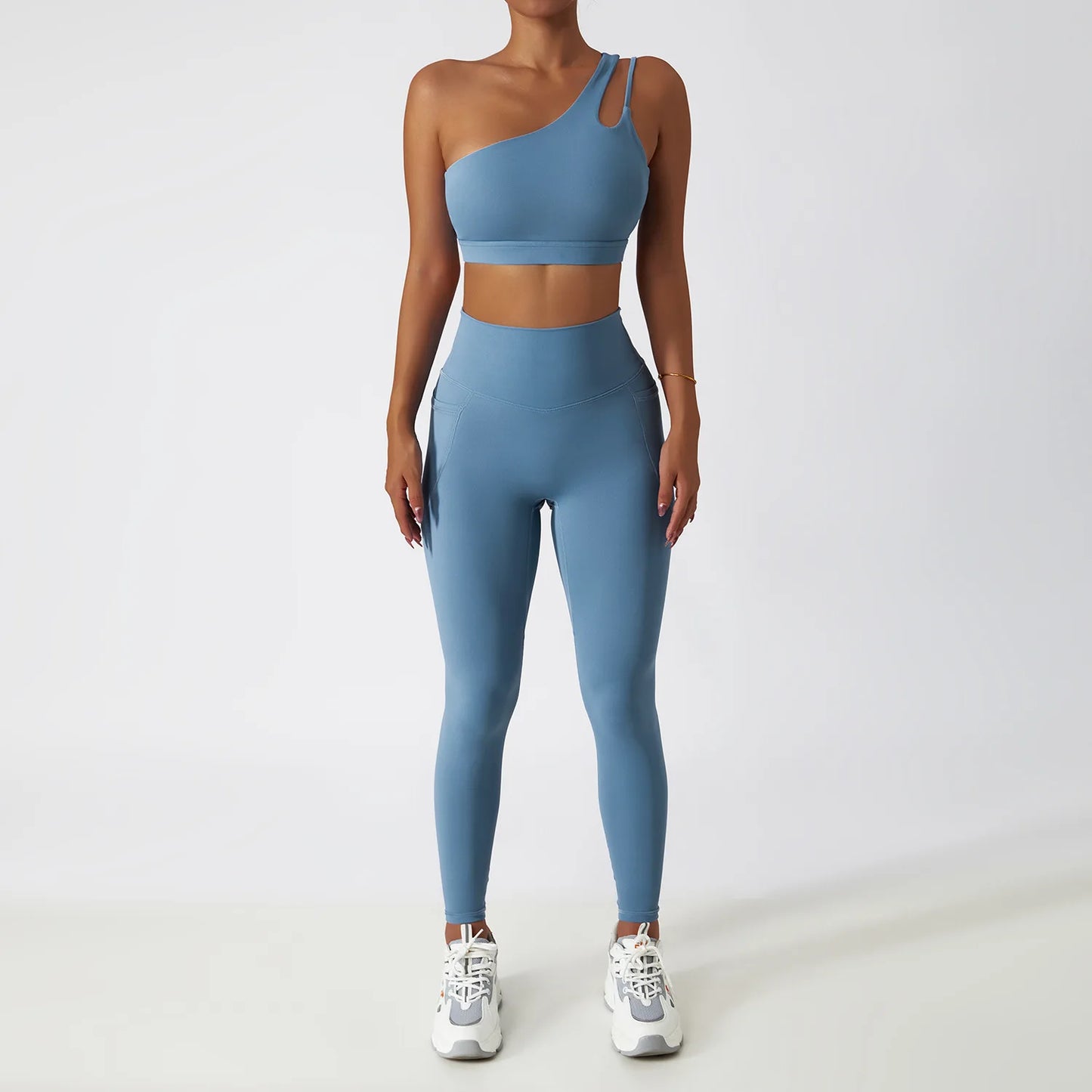 ARI high quality One shoulder bra top pants sports Set  Women's sportswear