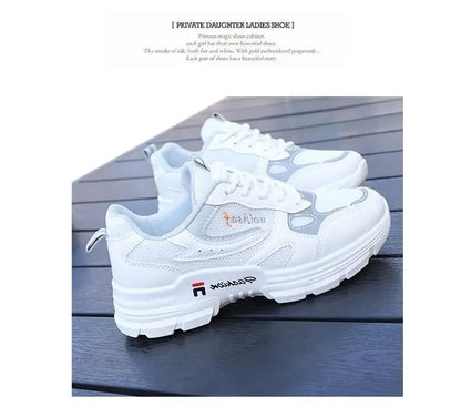 Women Running Shoes Fashion Breathable Walking Mesh Lace Up Platform Shoes Sneakers Women Tenis Feminino White Vulcanized Shoes