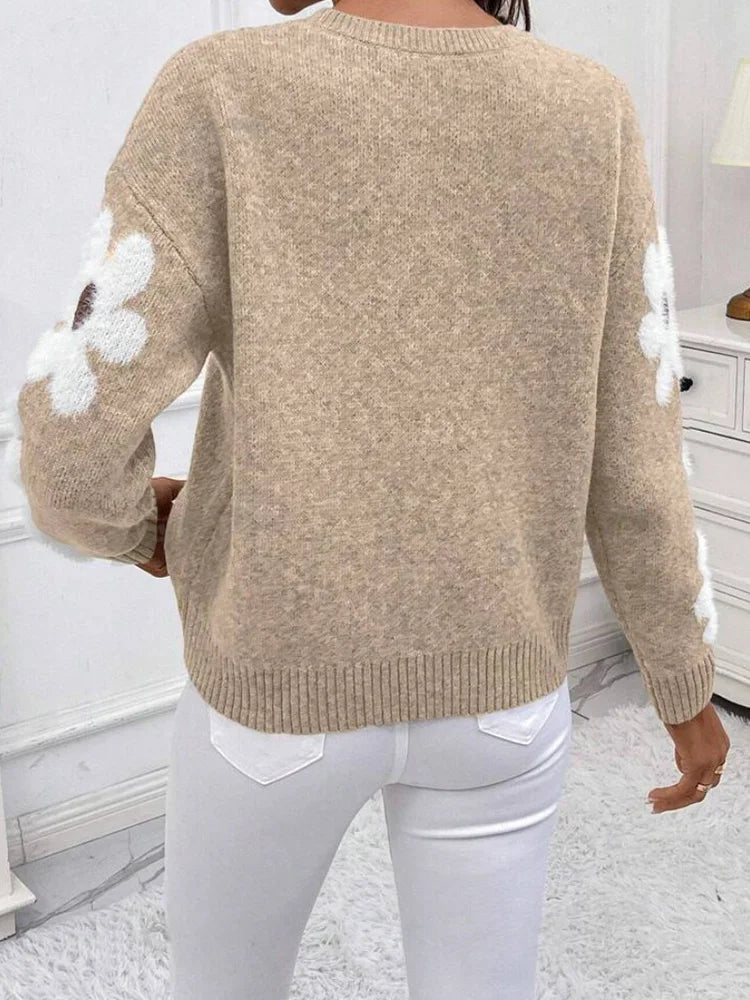 2024 flower sweater women fashion Long sleeve popular top autumn winter sweaters