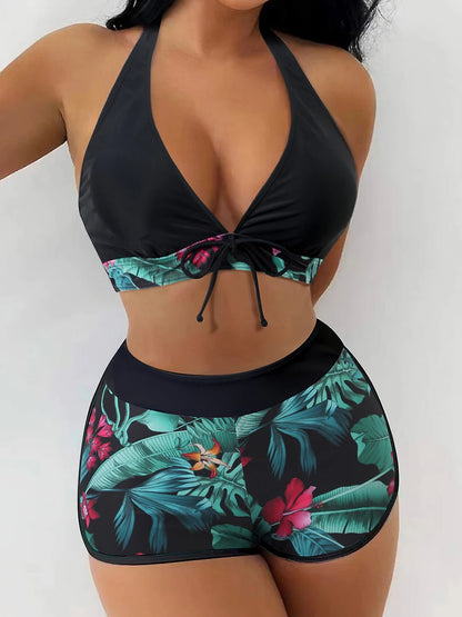 Bikini set short swimsuit women high waist swimwear printed beachwear