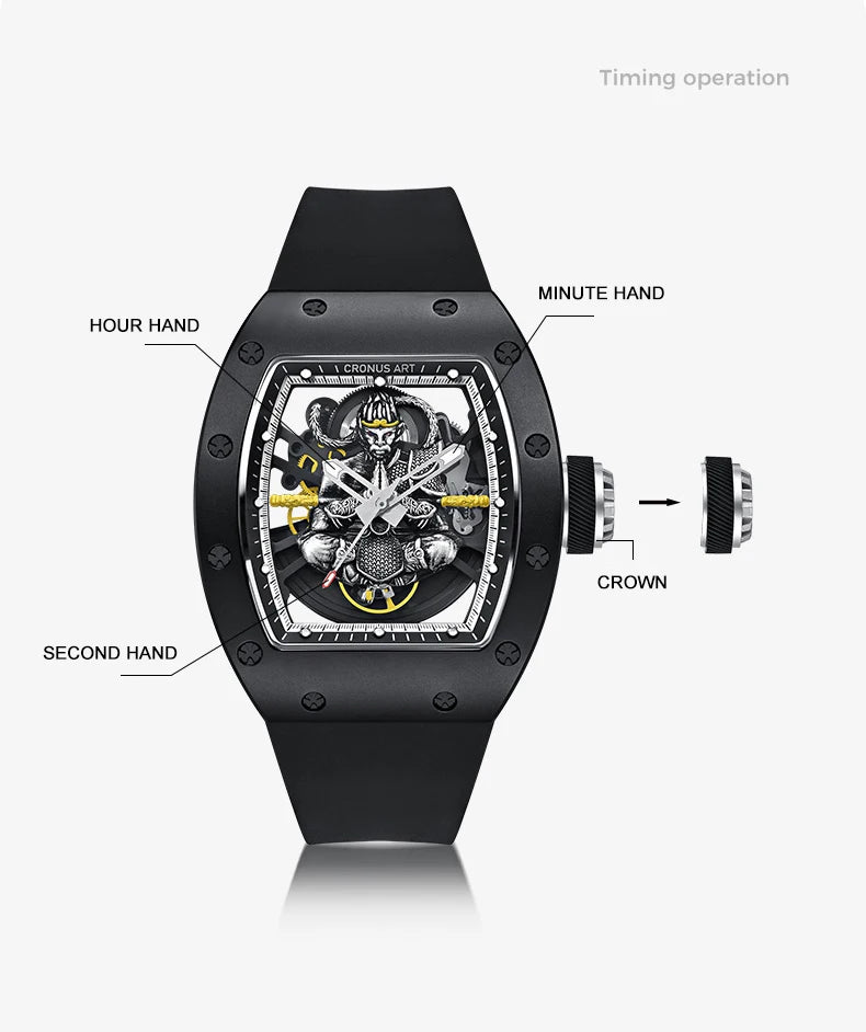 Cronus art  automatic watch luminous skeleton monkey king design
