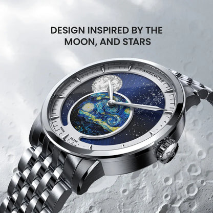 AGELOCER Original Astronomer oil painting steel strap men's luxury automatic moon phase watch