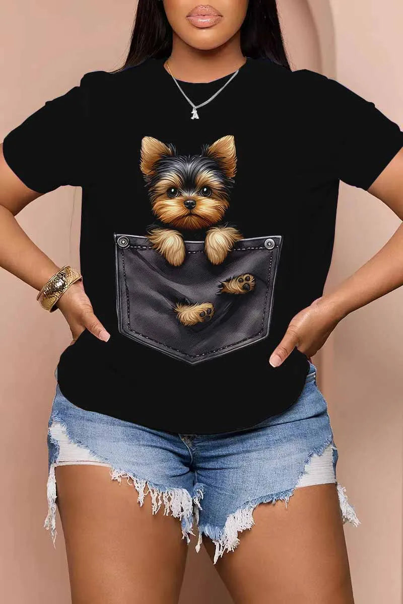 Animal dog print t-shirt women fashion shirt