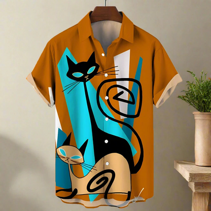 shirt designs of Cartoon animal cat print anime vintage clothing