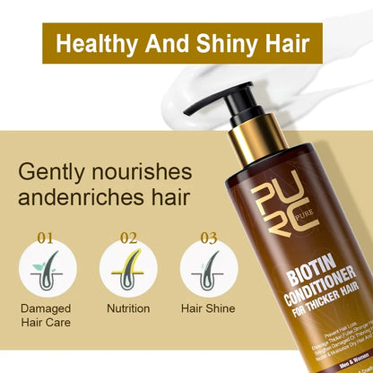 PURC ,biotin fast hair growth oil shampoo conditioner set anti hair loss treatment for Unisex beauty health gift,