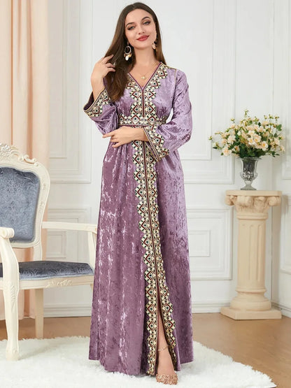 Dubai velvet dress women long dresses clothing turkey arabic dress