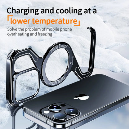 metal z shape magnetic magsafe stand - aluminum rimless phone cover