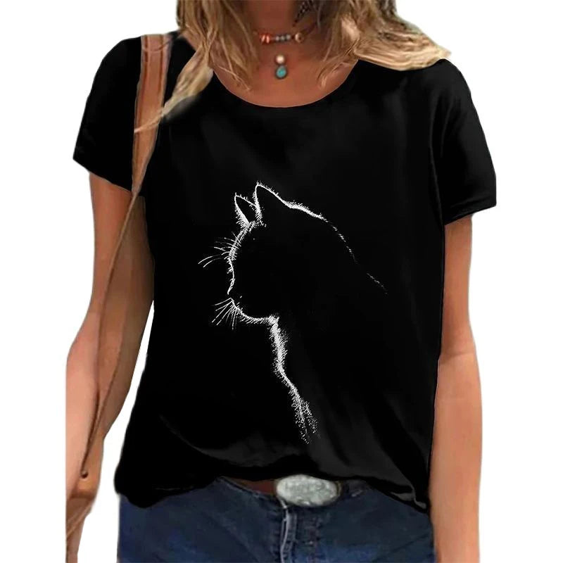 cats lover new fashion t-shirt women 3d cats print t-shirts