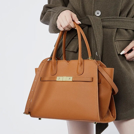 Classic leather tote bag for women new design genuine cowhide large capacity