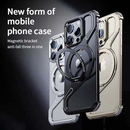 metal z shape magnetic magsafe stand - aluminum rimless phone cover