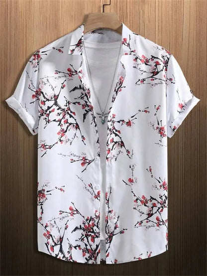 Hawaiian top men's clothing street party men's shirt breathable